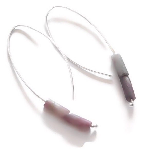 925 sterling silver rhodonite gemstone earrings - Picture 2 of 8